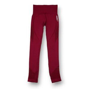 Gymshark Seamless Energy Crop Leggings Womens XS Beet Red Eyelet‎
